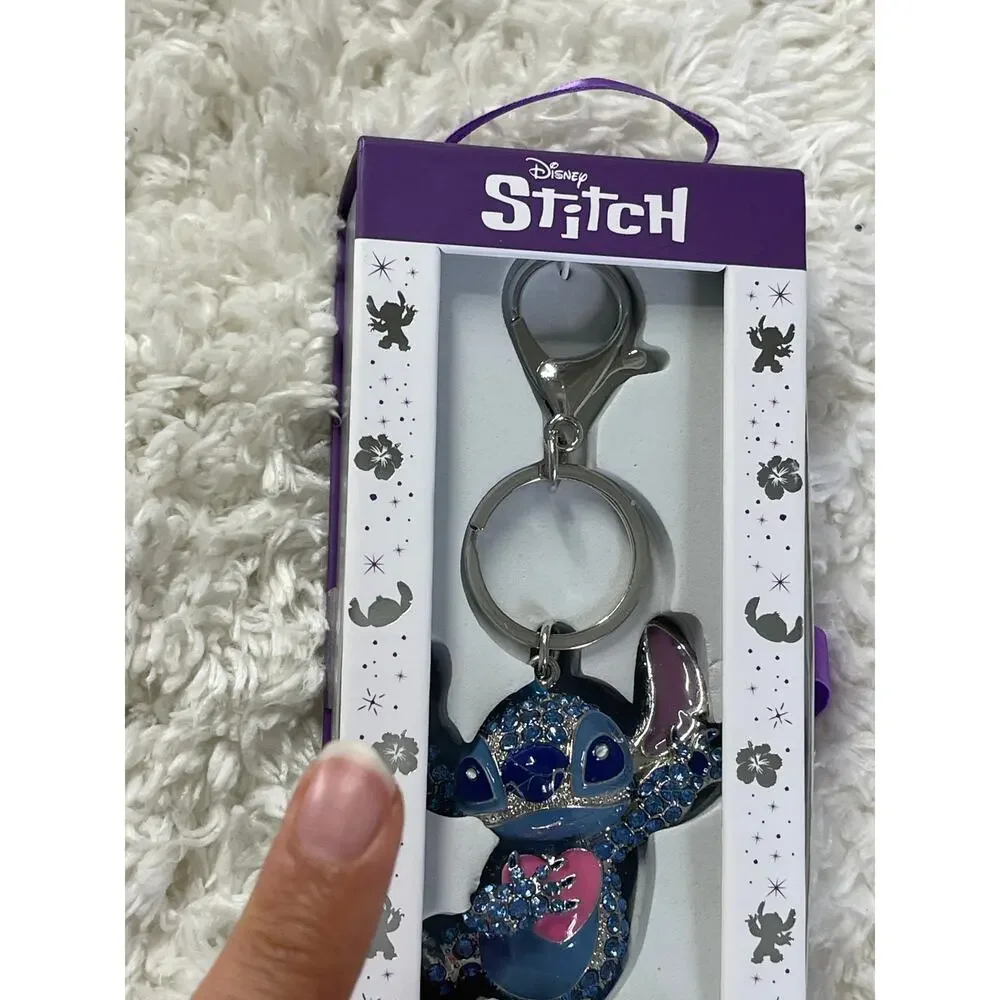 Disney Stitch Blue Rhinestone Keychain Sparkly Character Bag Key Accessory NEW